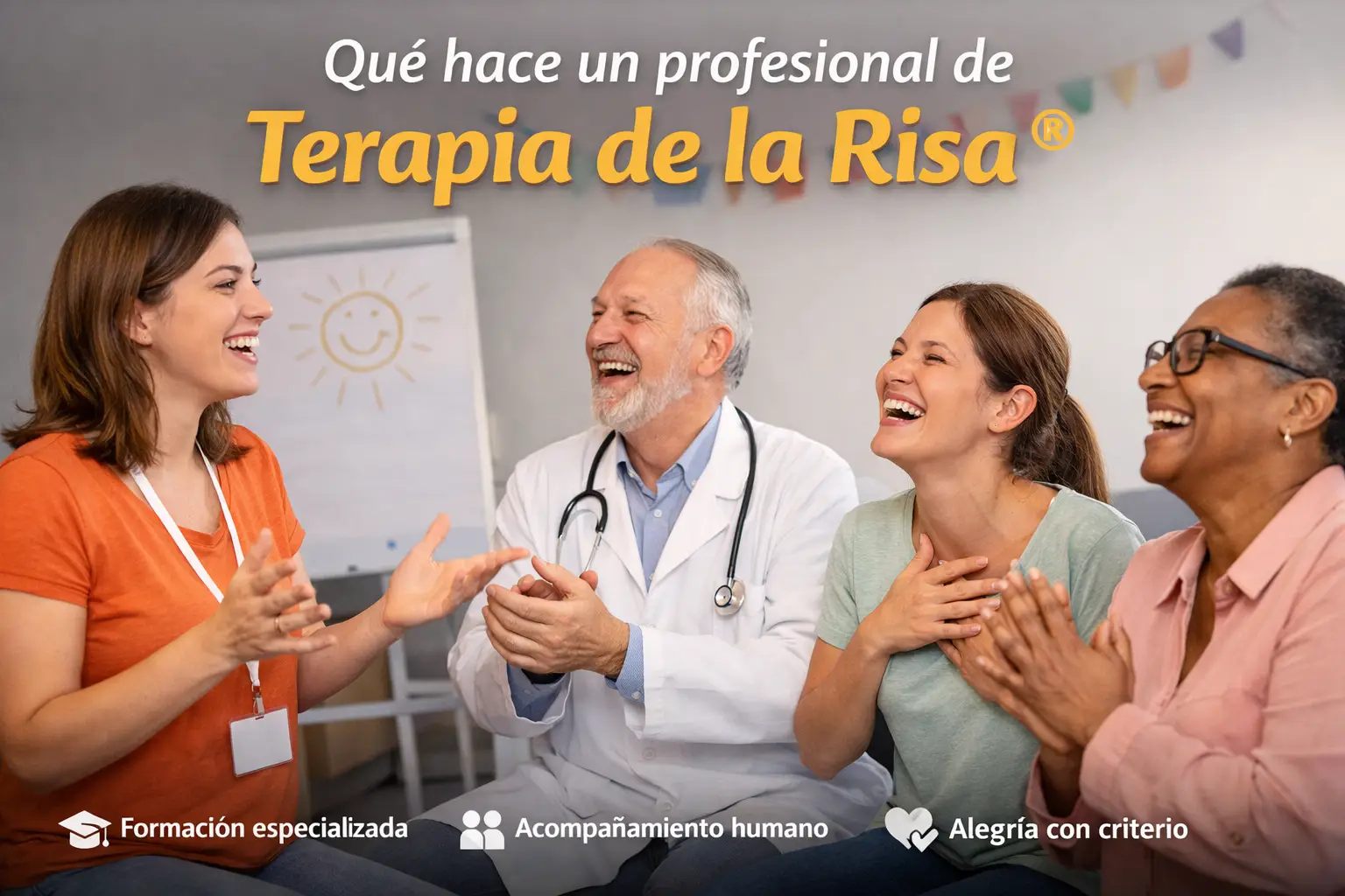 Profesional de Terapia de la Risa guiando una sesión grupal