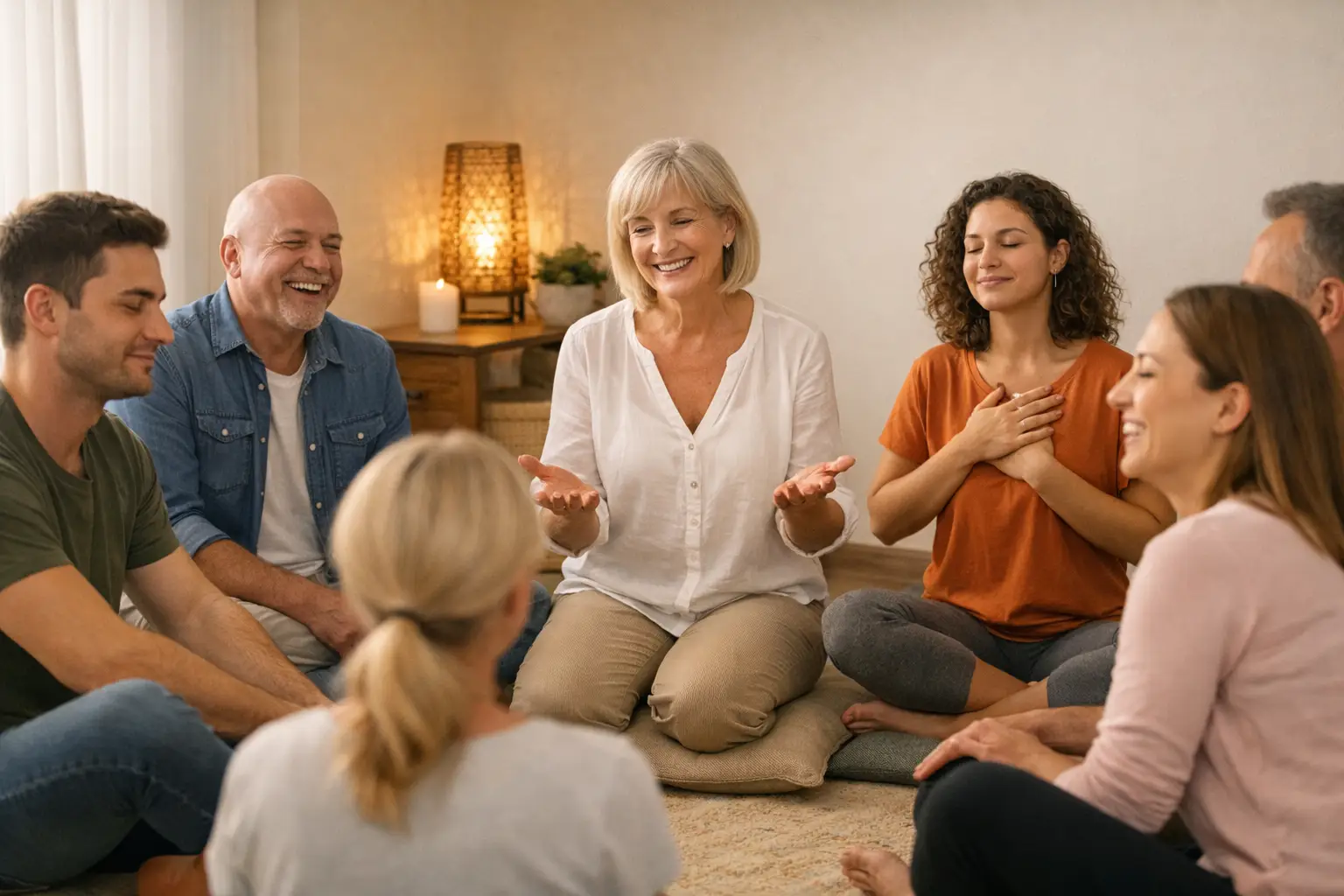 Sesión de Terapia de la Risa en grupo guiada por profesional