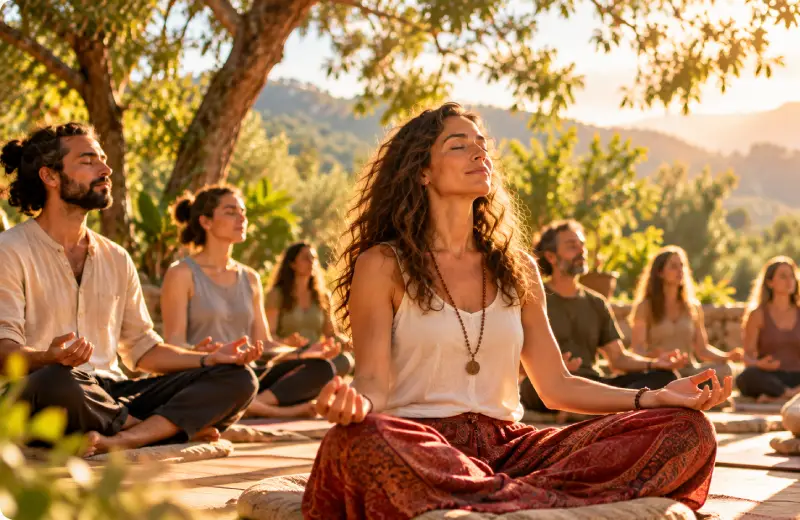 Personas compartiendo una pr&aacute;ctica de meditaci&oacute;n
